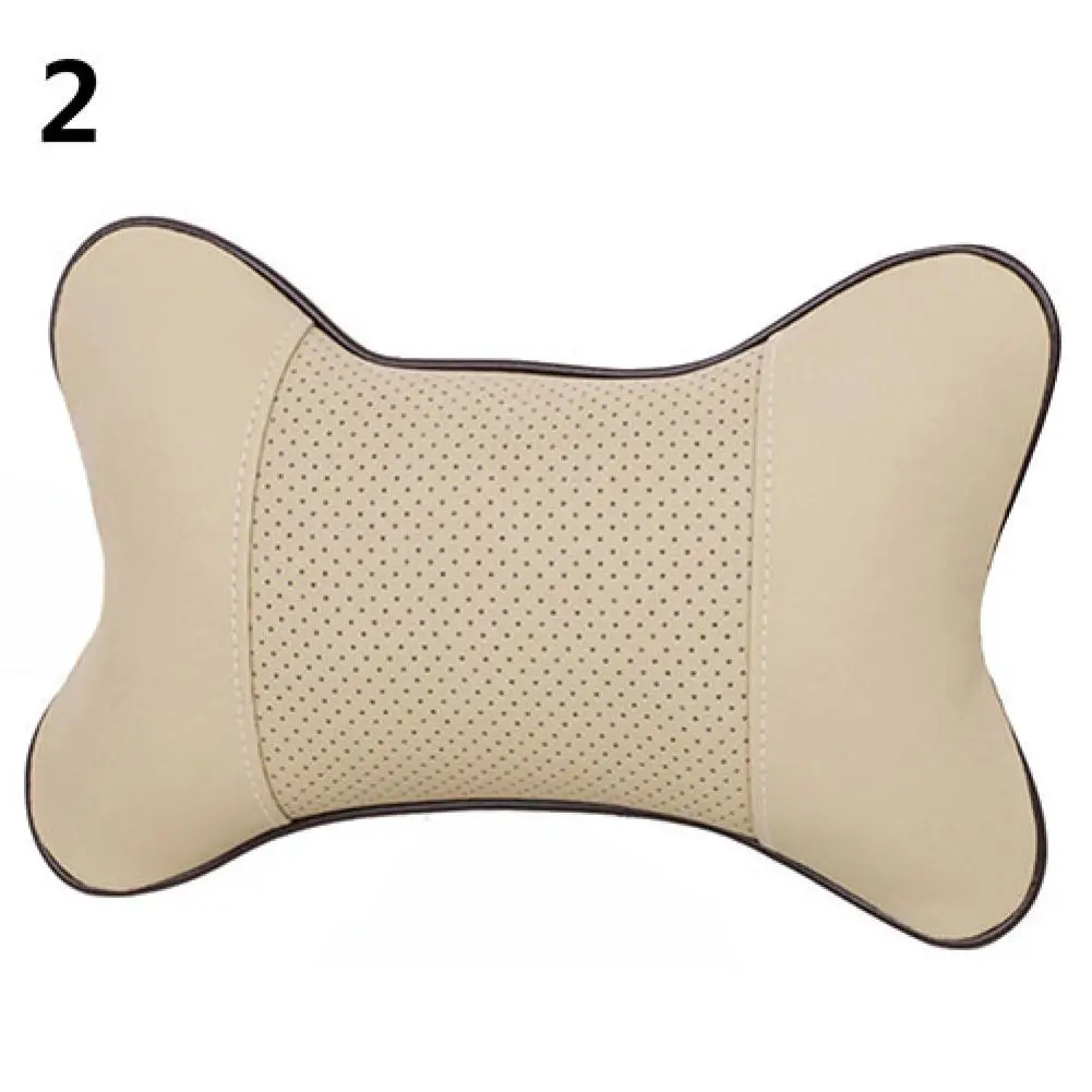 1 Pc Faux Leather Hole-digging Car Headrest Supplies Neck Auto Safety Pillow Car Accessories Car Pillow