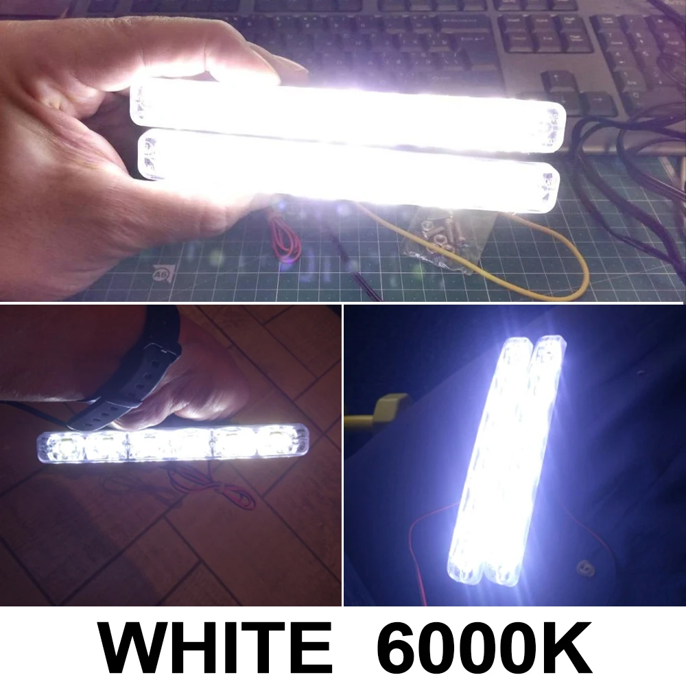 2 sztuk samochodów Auto światła do jazdy dziennej światło dzienne Car Styling lampa DRL 6 LED 12V wodoodporne lampki przeciwmgielne 6000K samochodów