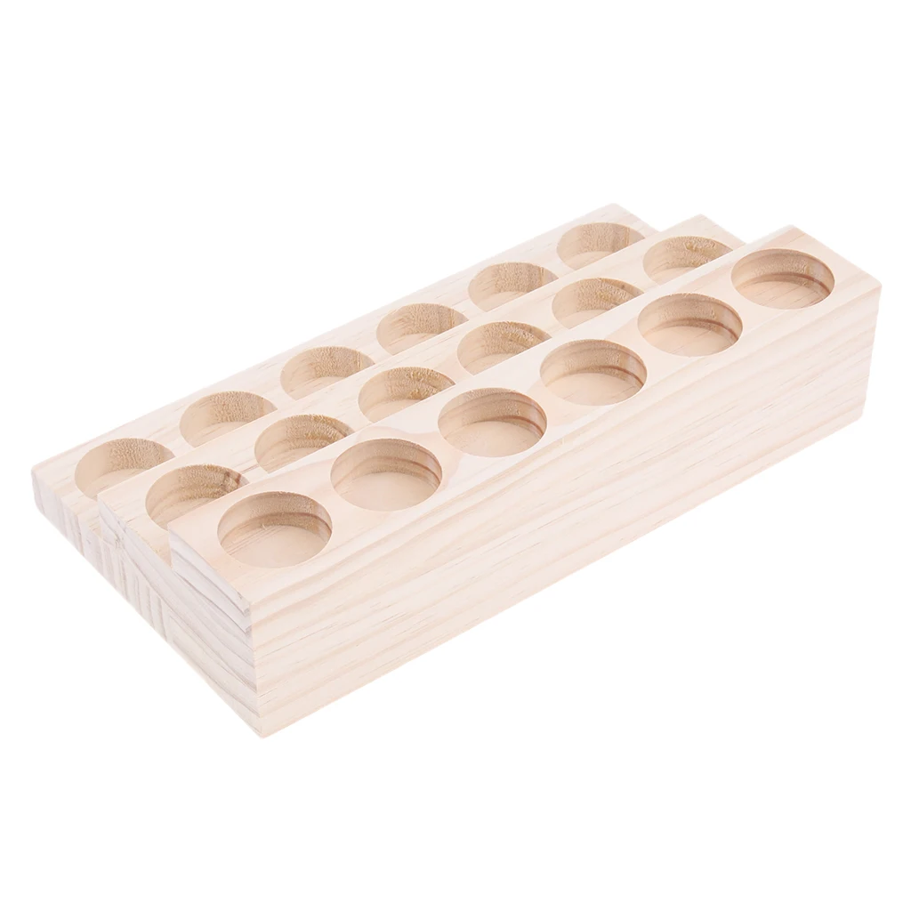 9/18/30pcs Natural Wood Essential Oil Display Stands Holder Rack Storage Organizer Perfume Aromatherapy Nail Polish Storage Tray