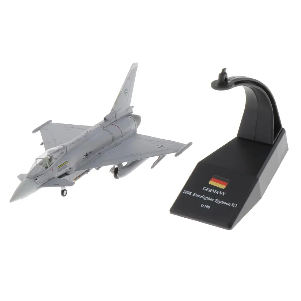 1/100 Scale EF-2000 Fighter Attack Plane Display Model - Metal Mini Military Aircraft with Stand