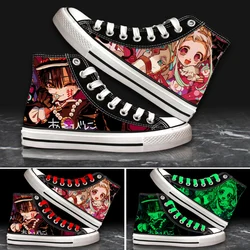 Anime Toilet-Bound Hanako-kun 3D Night Lights Plimsolls Canvas Shoes Yahiro Nene Cosplay Student Sneakers High Top Sport Shoes