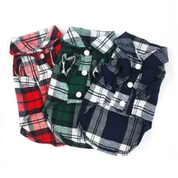 Pet Clothes Dog Shirt Summer For Small Medium Dogs Cat British Style Plaid Clothing Breathable Fashion Puppy Chihuahua T-shirt