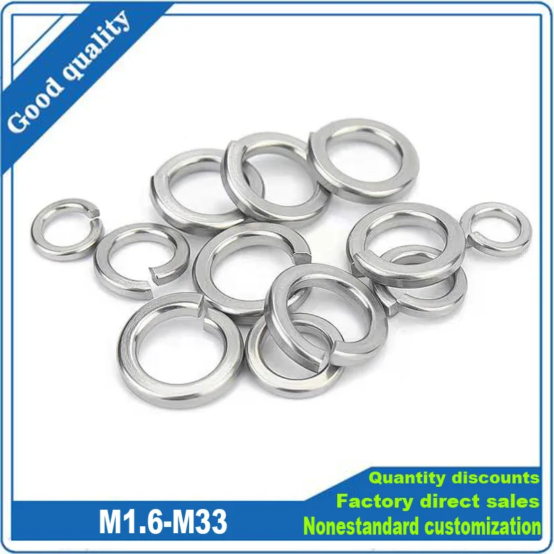 1/100pcs M1.6 M2 M2.5 M3 M4-M36 304/316 Stainless Steel Spring Washer Split Lock Washer Elastic Shim Anti-Loosening Screw Gasket