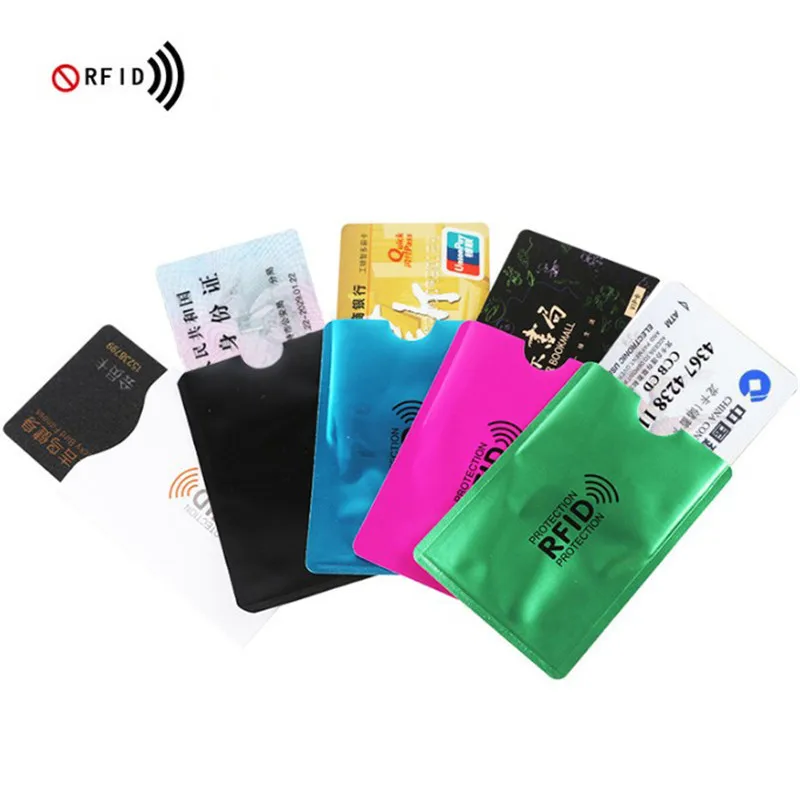 7pcs Men Anti Rfid Wallet Blocking Reader Lock Bank Card Holder Id Bank Card Case Protection Metal Credit NFC Holder Aluminium