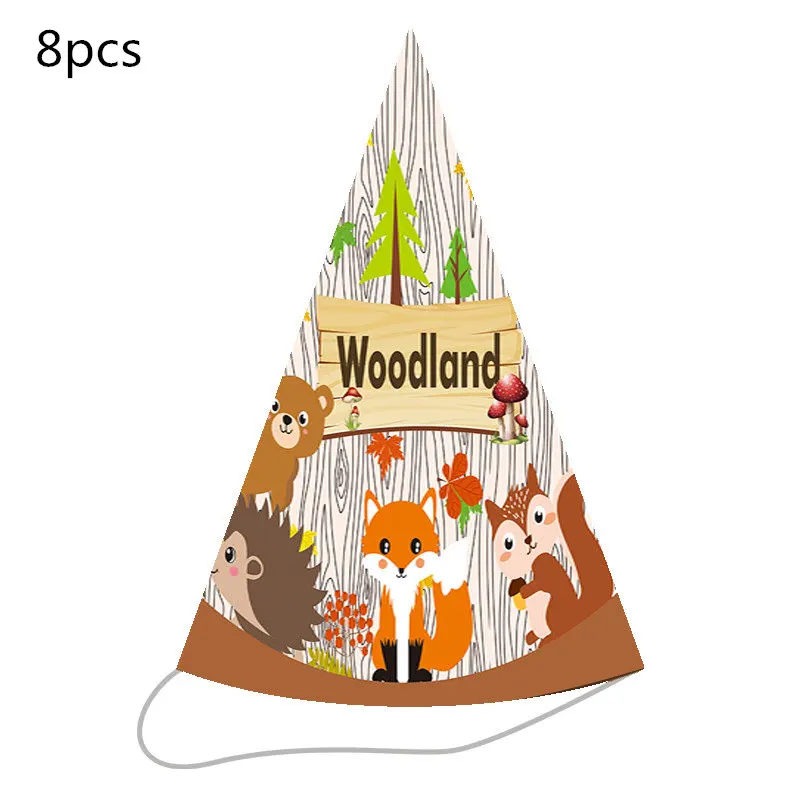 Woodland Geschirr Dschungel Safari Geburtstag Dekoration Wild One 1st Bithday Partei Liefert Wald Tier Papier Platten Banner – Detail 7