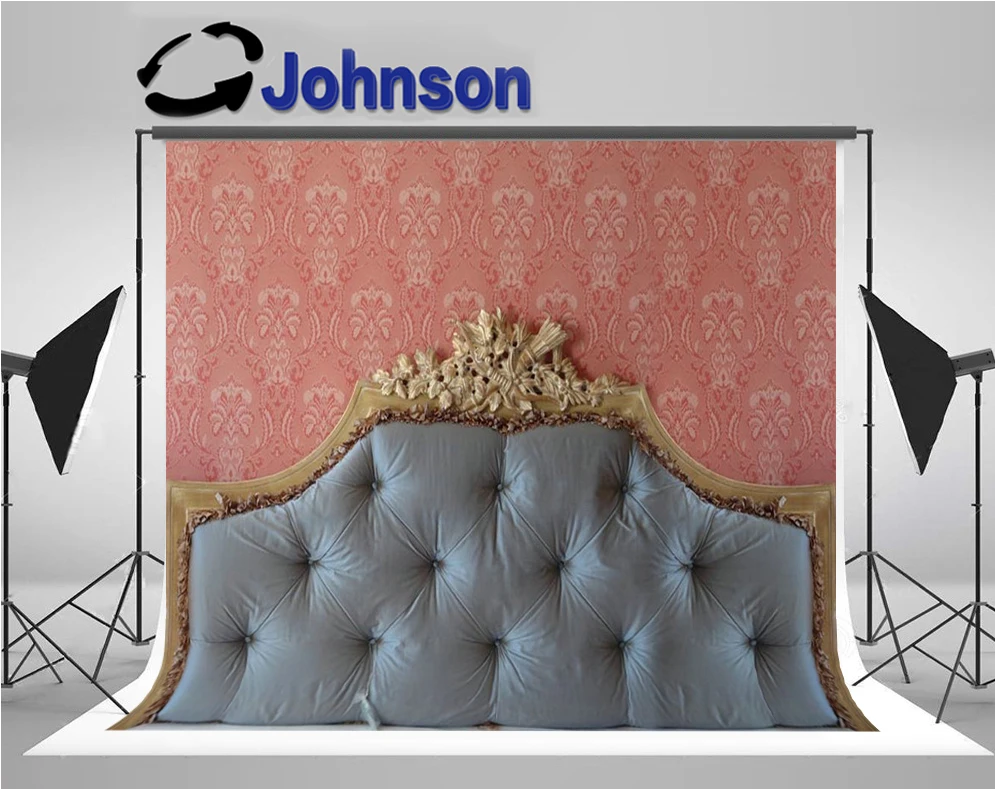 

Metal Bed Headboard Tufted Red background High quality Computer print party backdrop