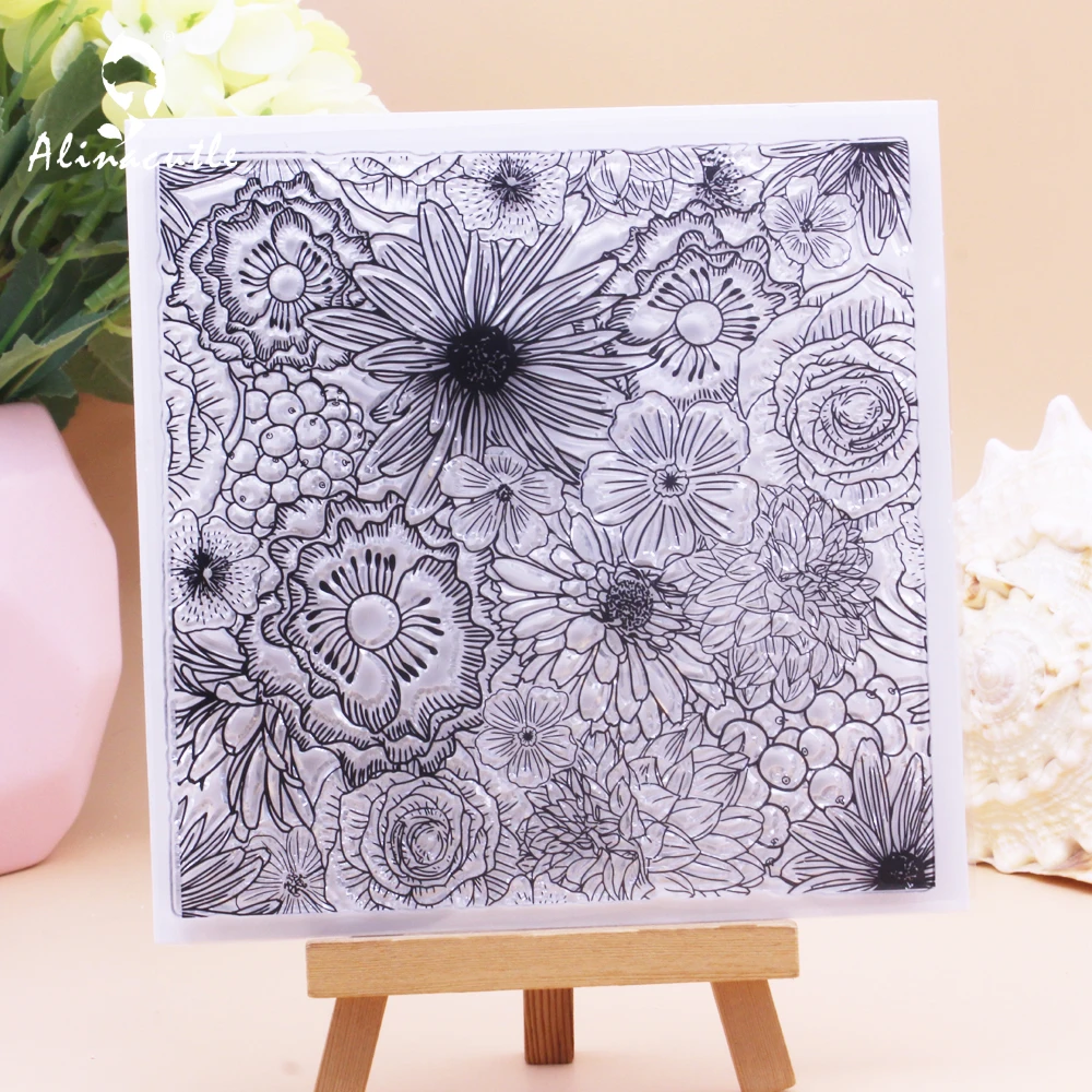 

Alinacutle CLEAR STAMPS Wild Floral Flower Bloom Scrapbook Card Album Paper Craft Rubber Transparent Silicon Clear Stamp