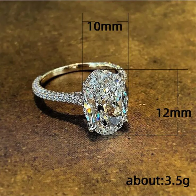 Choucong New Arrival Sparkling Luxury Jewelry 925 Sterling Silver Large Oval Cut Big White Topaz CZ Diamond Women Wedding  Ring image 2