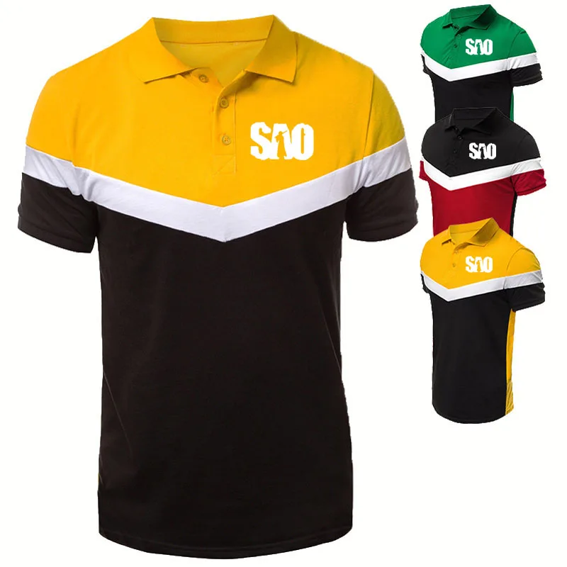 

Fashion casual Men's POLO shirt SAO Sword Art Online Printing POLO shirt Summer High Quality Cotton Men's short sleeve