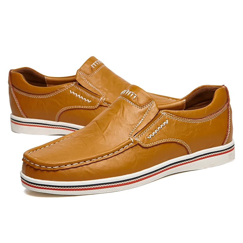 FUQIAO 2025 New Men Shoes Genuine leather Comfortable Men Casual Shoes Footwear Chaussures Flats For Men Slip On Lazy Shoes