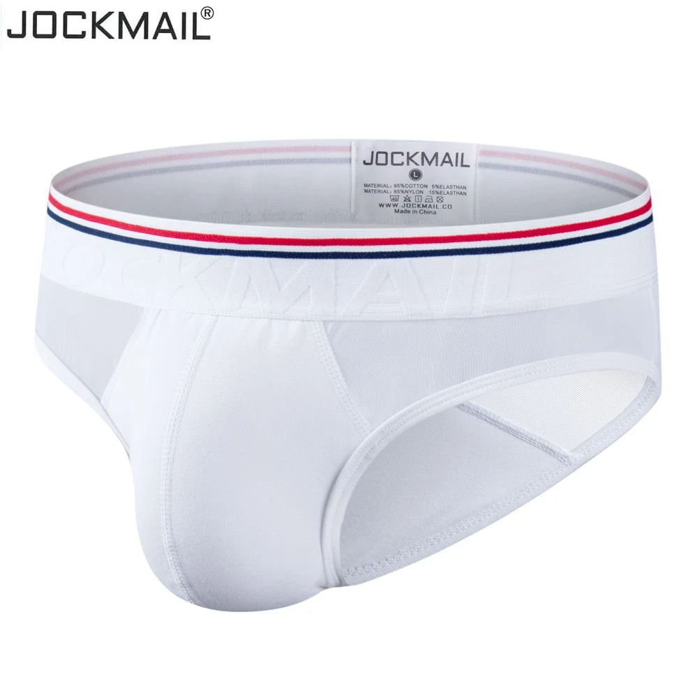 JOCKMAIL Sexy Underwear Men Briefs Cotton Breathable Bikini Gay Panties Men Sexi Transparent Homme Jockstraps Slip White Black