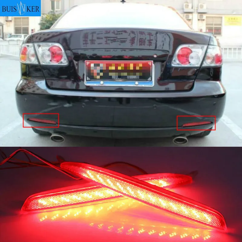 

For Mazda 6 2003-2008 Red Lens LED Rear Bumper Reflector Brake Stop Light Lamps