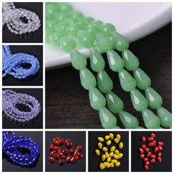 Teardrop Pear Shape Faceted Solid Colors Crystal Glass 5x3 7x5 12x8mm 15x10mm 18x12mm Loose Crafts Beads for Jewelry Making DIY