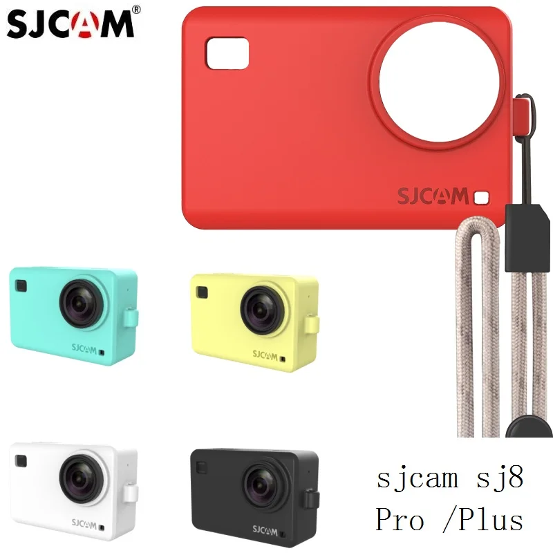 Original Accessories SJCAM Silicone Sleeve + Adjustable Lanyard Protective Case/Border Cover for SJ8 Pro/Plus/Air Action Camera