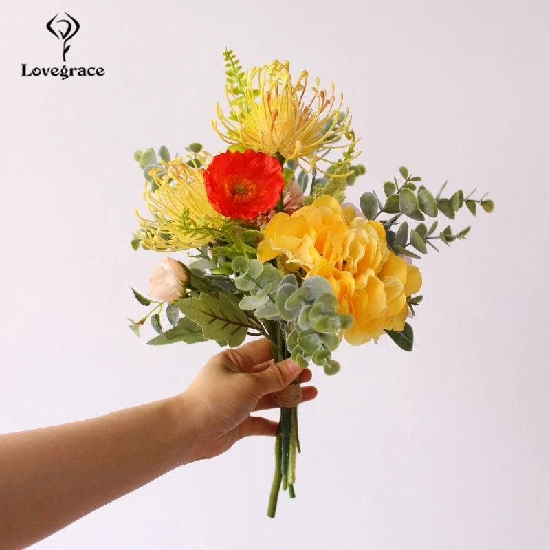 Lovegrace Wedding Bouquet สำหรับ Bridesmaid เจ้าสาวประดิษฐ์ดอกไม้งานแต่งงานเจ้าสาวแต่งงานอุปกรณ์ตกแต่งบ้าน