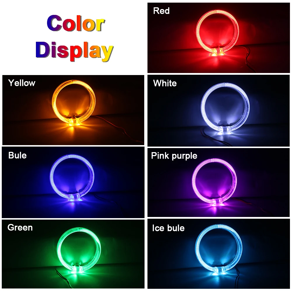 1 Pair Angel Eyes LED Car Halo Ring Lights 12V Red Headlight 80MM 95MM 105MM 110MM 120MM 125mm day Light