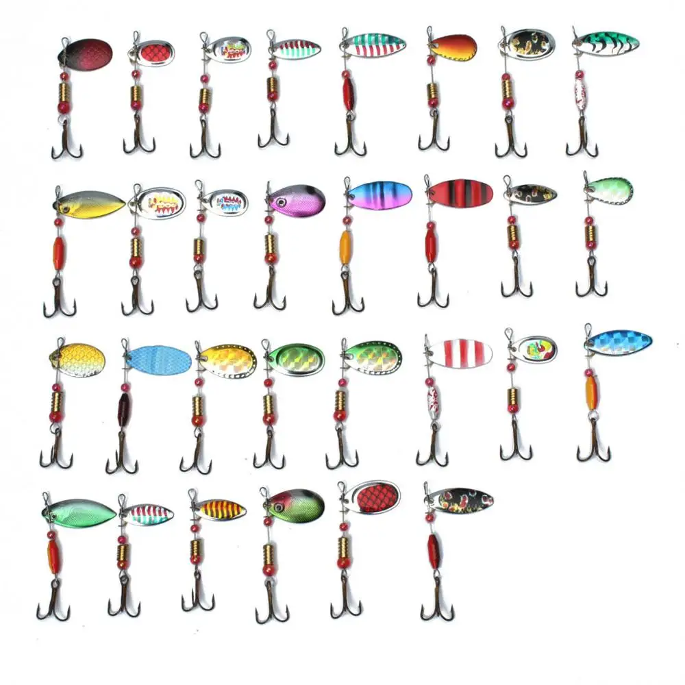 30pcs Metal Fishing Lure Minnow Poper Pike Salmon Bait Bass Trout Fish with Hook