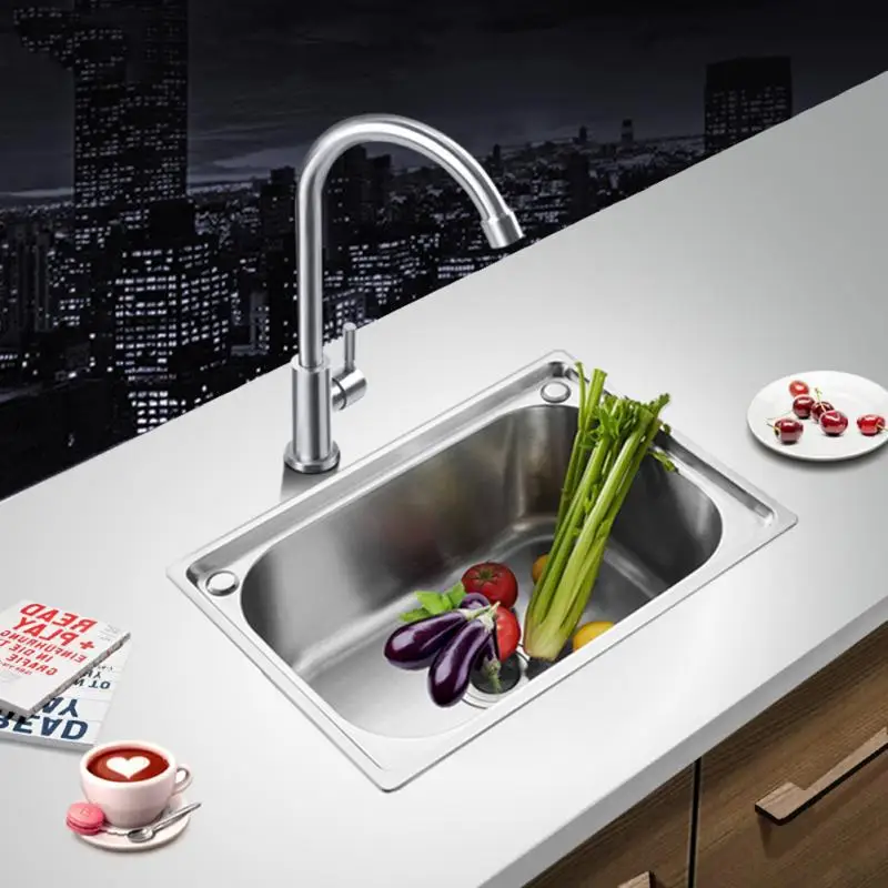 58X43 Silver Kitchen Sink For Balcony Undermount Stainless Steel Kitchen Sink Single Slot Mini Small Household Counter Sink Bowl