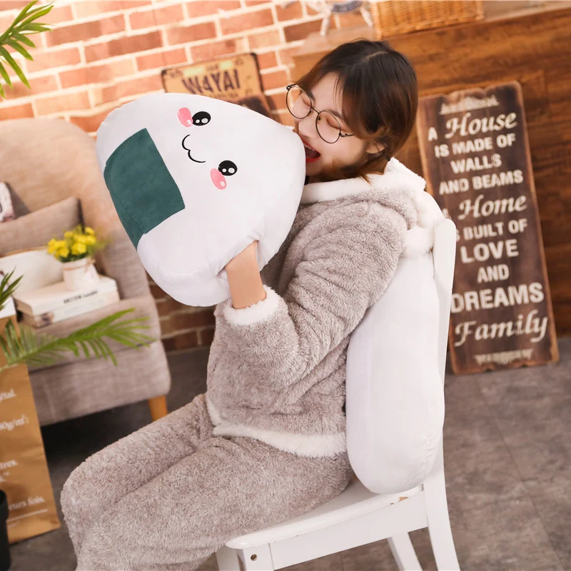30~50cm Cute Japan Seaweed Sushi Plush Toy Emotional Stuffed White Rice Roll Food Pillow Snack Cushion Decor