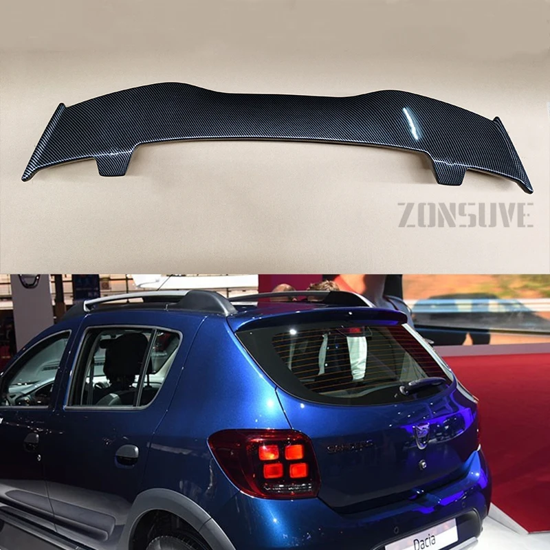 For Dacia Sandero Spoiler ABS Plastic Hatchback Roof Rear Wing Body Kit Accessories