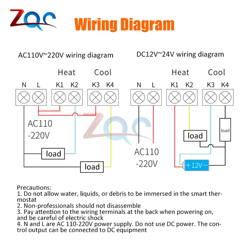 W1213  AC 110 -220V Smart Temperature Controller LCD Digital Thermostat Timer Sensor Probe Cool Heat Mode for Incubator Aquarium