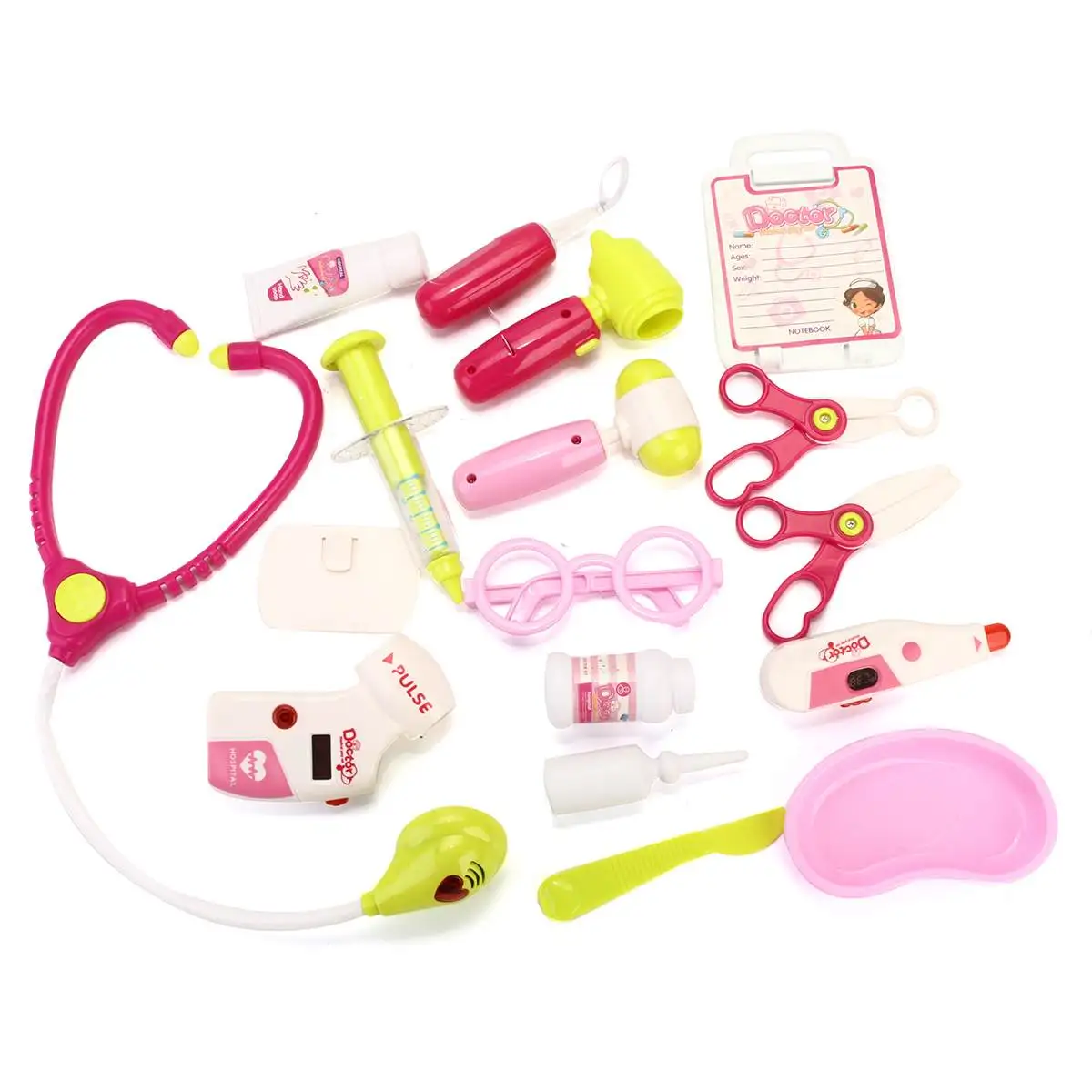 Simulat 17Pcs/Set Kids Pretend Play Doctor Toys Nurse Medical Playset Girl Role Play Kit Educational Toy Set ECG Screen Trolley