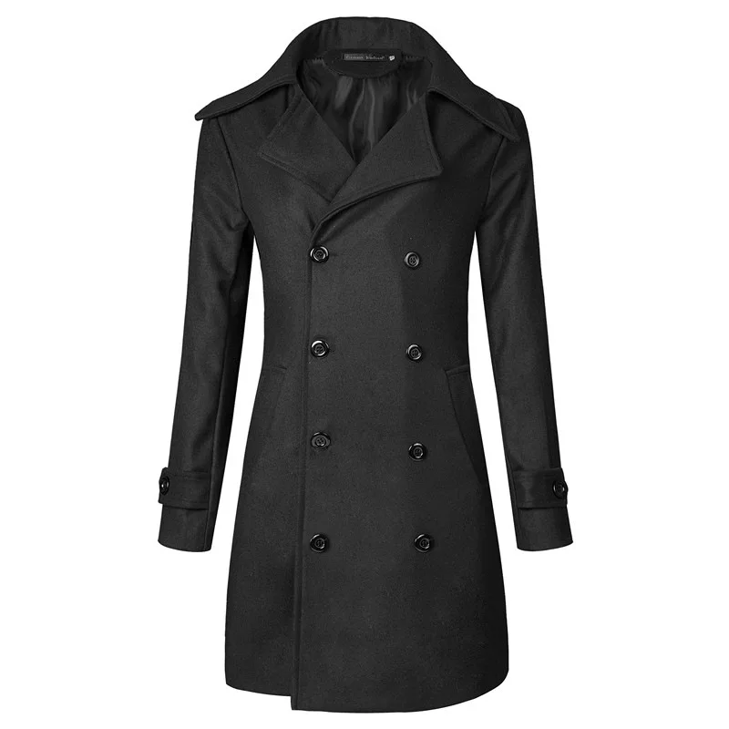 

Plus-sized Trench Coat Men's Double-breasted Mid-length Porous 3D Trench Coat Duffle Coat Jacket