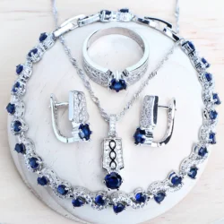 925 Sterling Silver Bridal Jewelry Sets Trendy Women Costume Zirconia Jewellery Wedding Rings Earrings Bracelet Pendant Necklace
