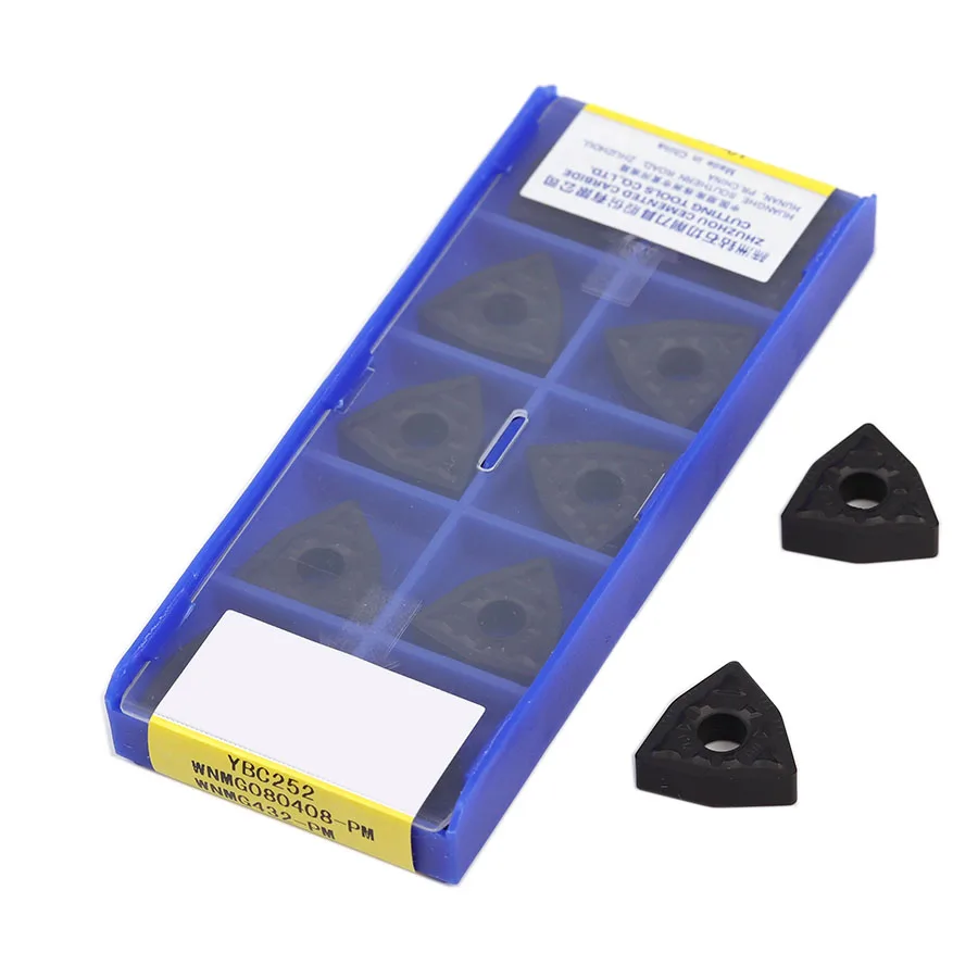 10PCS CNC Turning Tools WNMG080404-PM YBC251 WNMG080408-PM WNMG080412-PM YBC251 YBC252 Carbide Inserts External Turning Tools