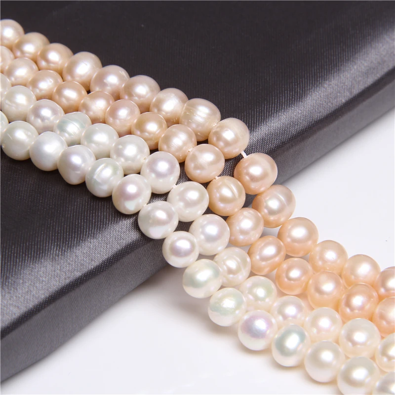 

6-9mm Round White Champagne Natural Potato Freshwater Pearls Loose Beads Oval Pearl Beads for Women Jewelry Making Bracelet