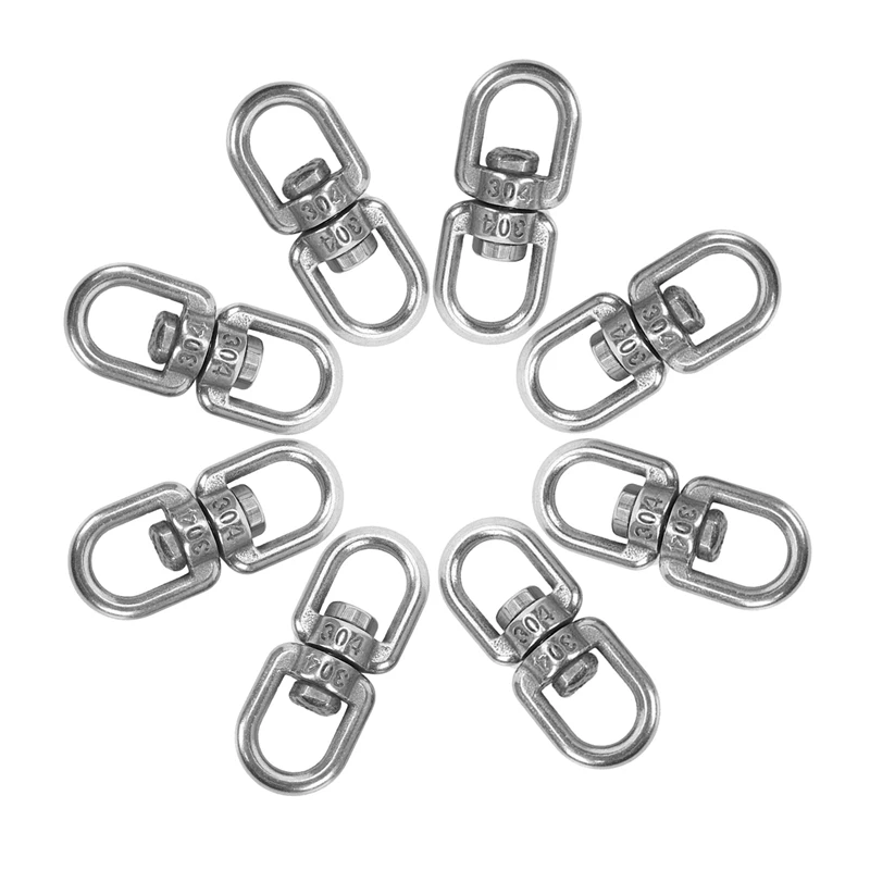 8PCS Stainless Steel Hanging Basket Spinners Plant Hanger Swivel Hook Swivel Clip for Dog Lead, Flower Pot Basket (M4)
