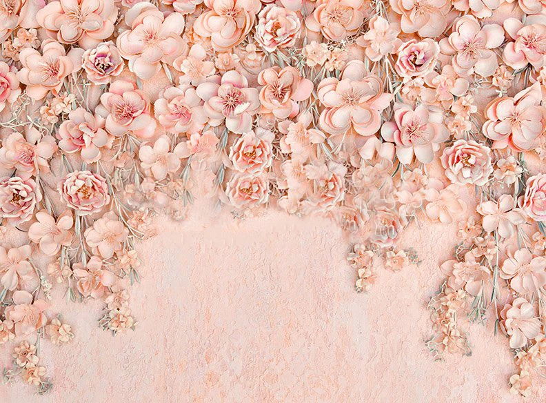 3D Pink Flower Wall Leaves photography studio background High quality Computer print wedding backdrop