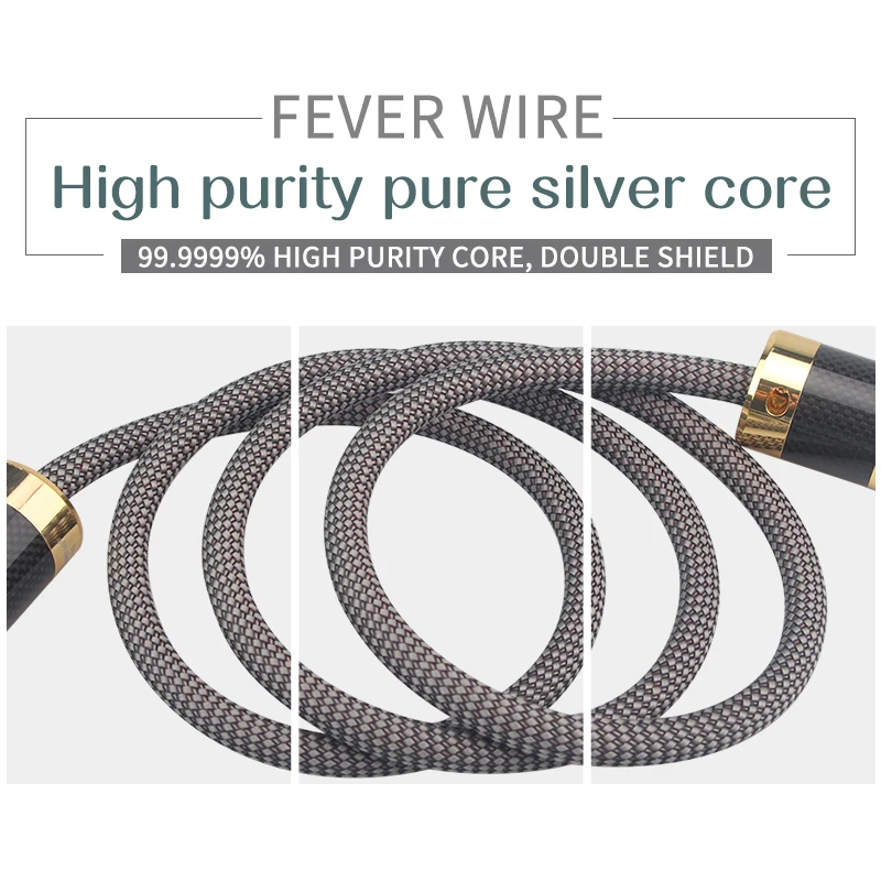 

HiFi 6N Pure Silver Audio Power Cable Top HiFi Speaker wire EU / US Version