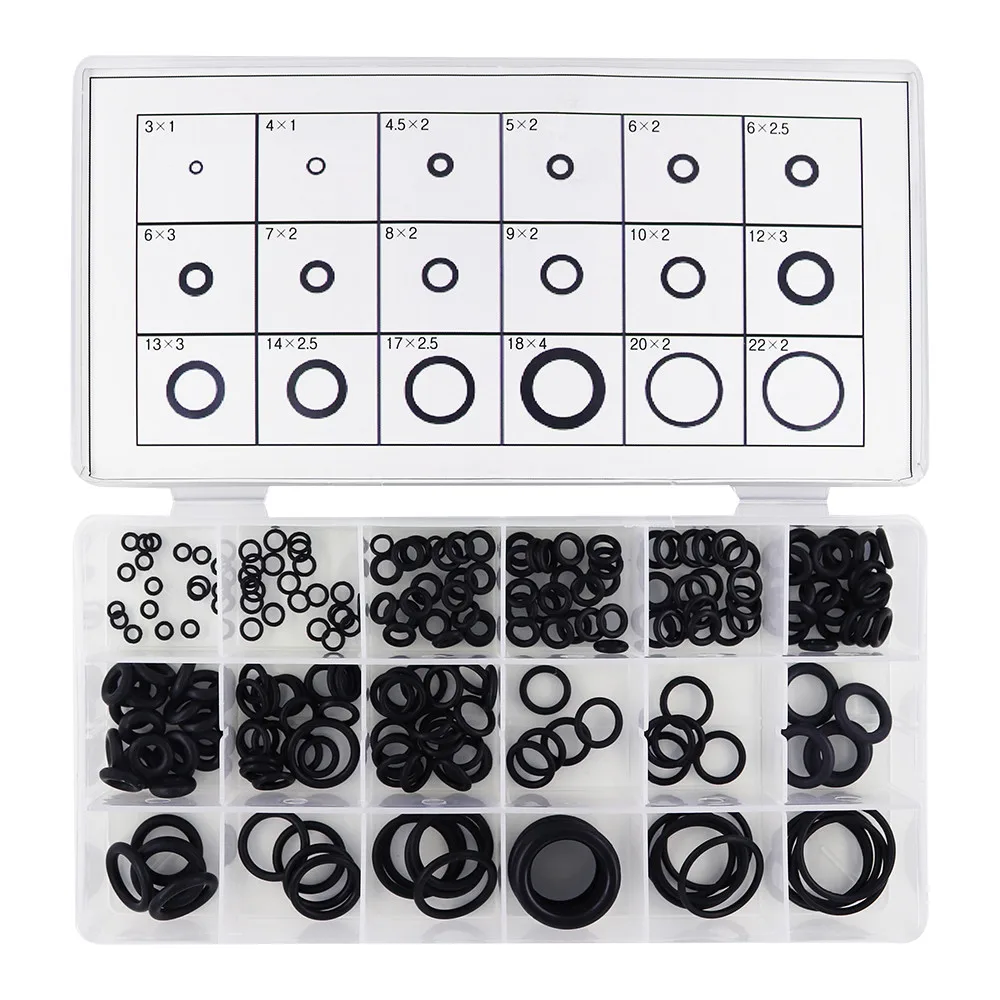 225Pcs 18 Sizes Air Conditioning HNBR O Rings Car Auto Repair Tools Rubber Air Conditioning Refrigerant Ring Sets Car Tools