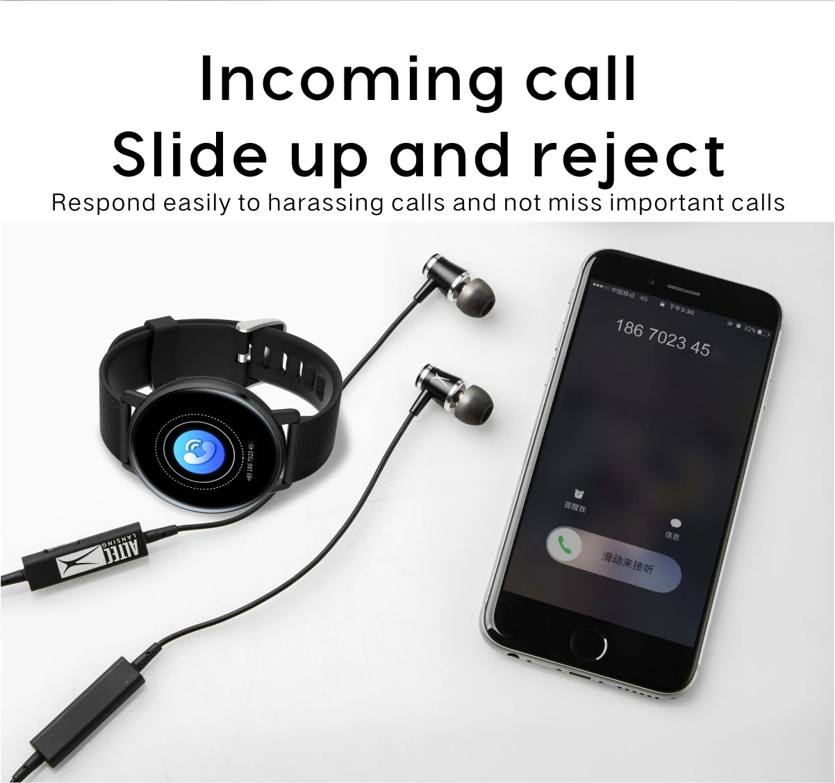 ساعة ذكية مستديرة تعمل باللمس كامل HD شاشة الرياضة المقتفي مراقبة ضغط الدم WhatsApp الفيسبوك رسالة تذكير Smartwatch H5