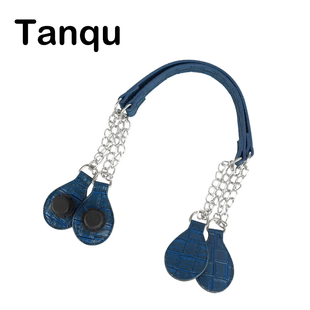 TANQU 1 pair Weave Pattern Patchwork Embossed PU Chain Handle drop end Double Metal Chain for O Bag for EVA Obag Women Bag