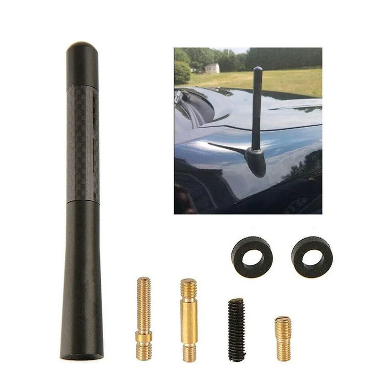 

4.7inches Universal Carbon Fiber Auto Car Antenna Radio FM Antenna with Screws Black Car Styling Accessories