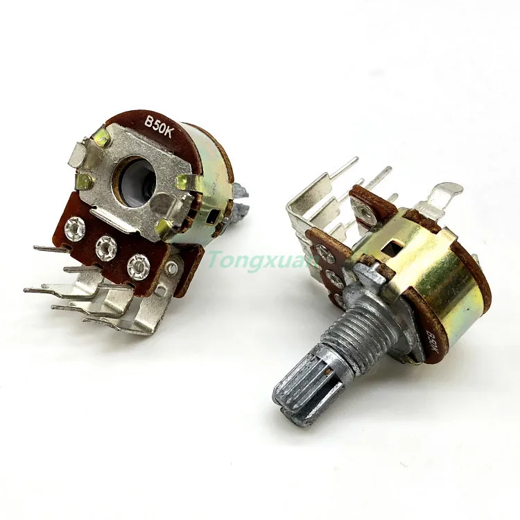5pcs 148 16 Type Dual Volume Potentiometer Switch B50K B10K Plum Axis 15MM D1010