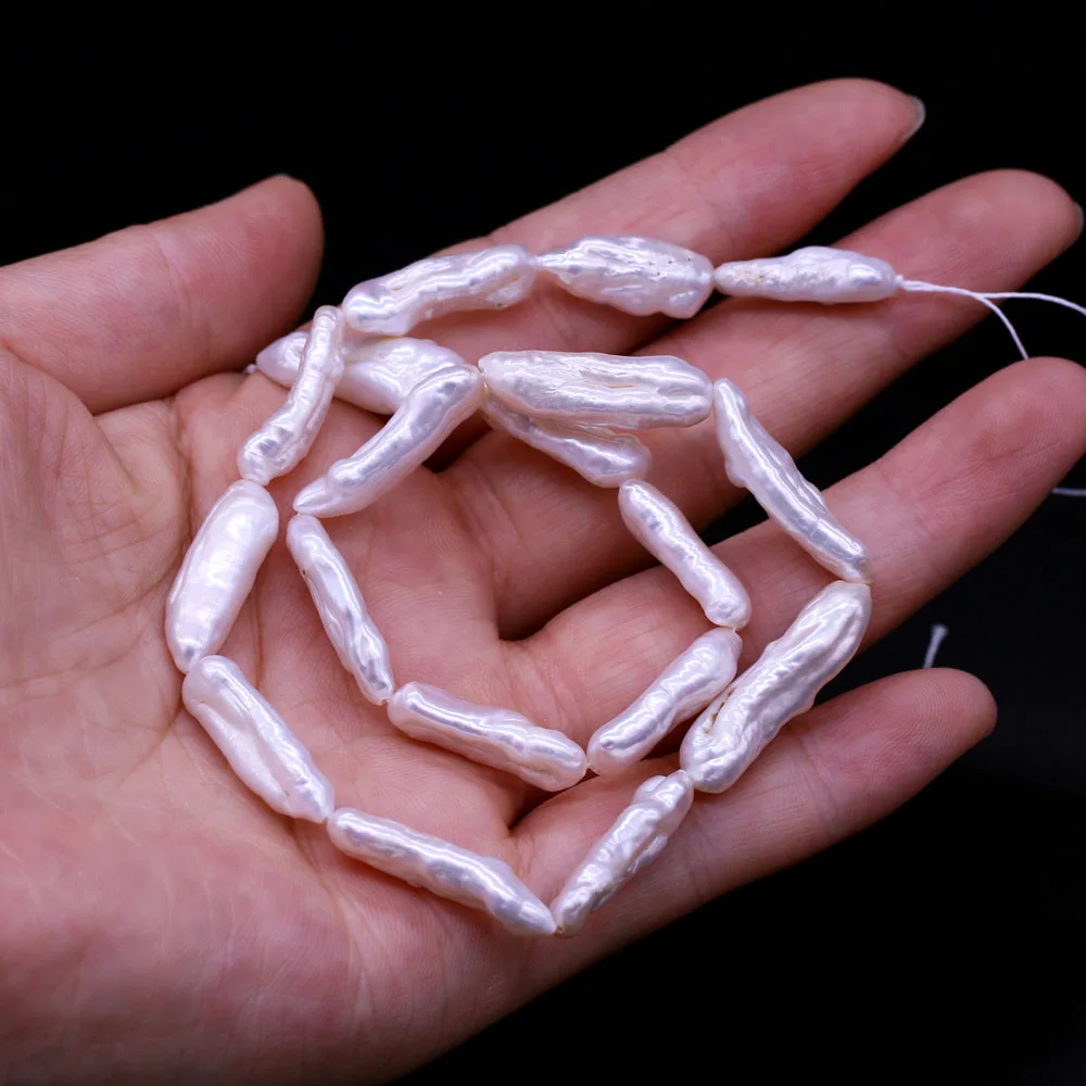 Long Strip Shape Pearl Beads Natural Freshwater Pearl for Jewelry Making DIY Necklace Bracelet Accessories for Women 7x23-8x25mm