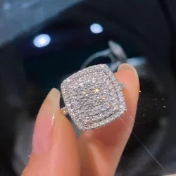 2021 New Big Bling Zircon 925 Sterling Siliver Rings for Women Fashion Wedding Engagement Jewelry for Women Jewelry