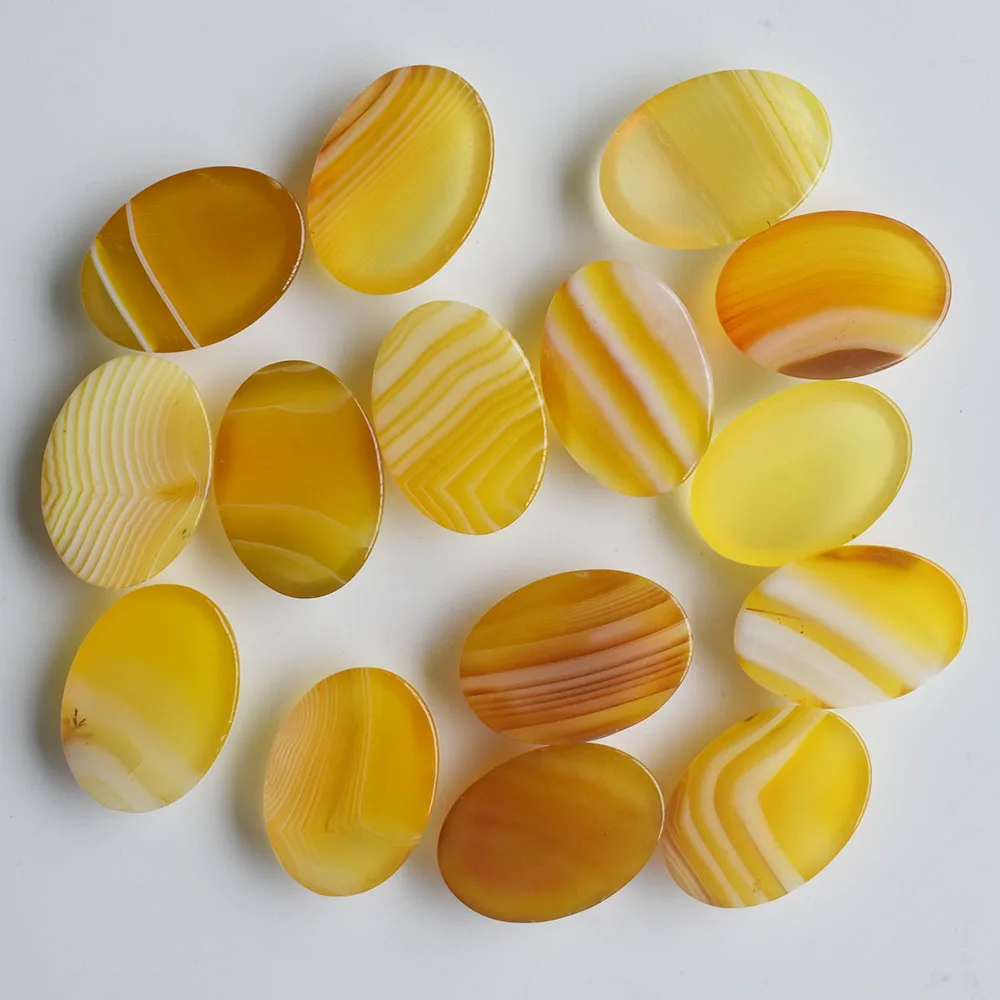 Fashion high quality stripe yellow onyx Oval CAB CABOCHON beads for jewelry accessories making 18x25mm Wholesale 20pcs/lot free