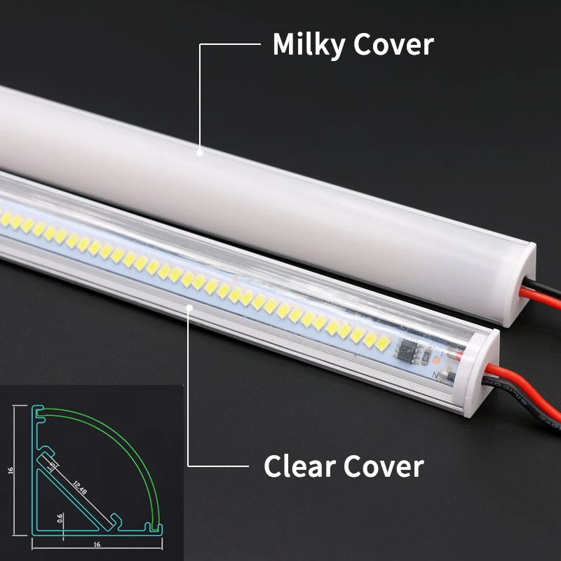 2-20pcs 0.5m 72LED Hard Bar Lights 220V U V Style Corner LED Aluminum Profile Rigid Tube Light Under Cabinet Strip Lamp