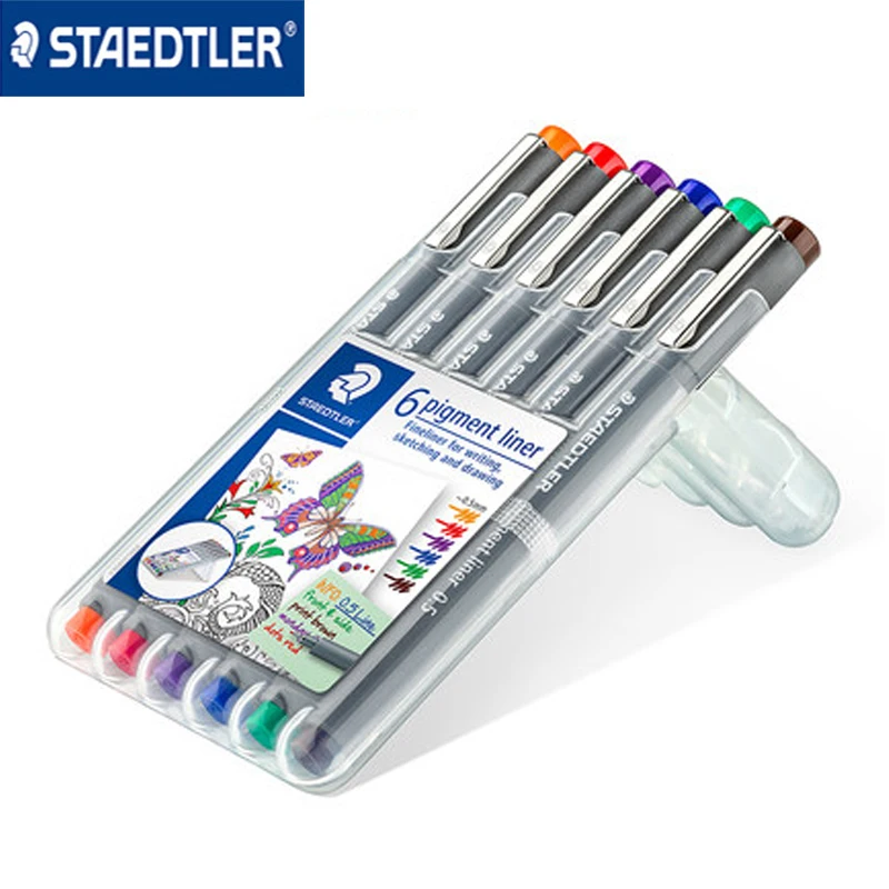 Staedtler 308 0.3mm/0.5mm Color pigment liner fineliner needle pen 6pcs/set