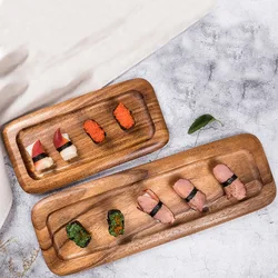 Amgo Acaica Wood Sushi Tray Irregular Solid Wooden Cake Plate Dessert Storage Pan Serving Trays Kitchen Tableware