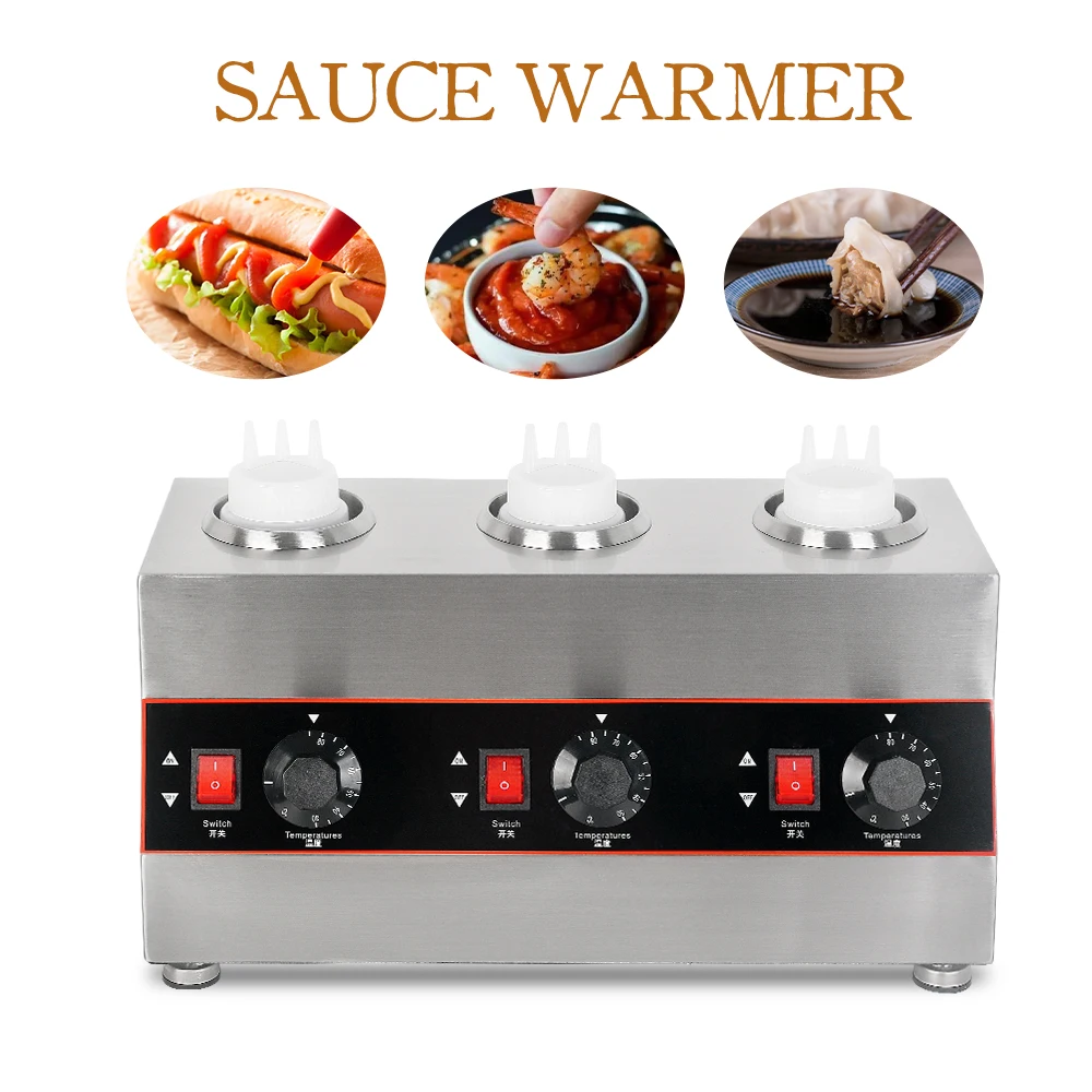 Sauce Warmer Commercial Chocolate Warming Machine Stainless Steel Electric Soy Jam Heater Filling Machine 1/2/3 Bottles 110V220V