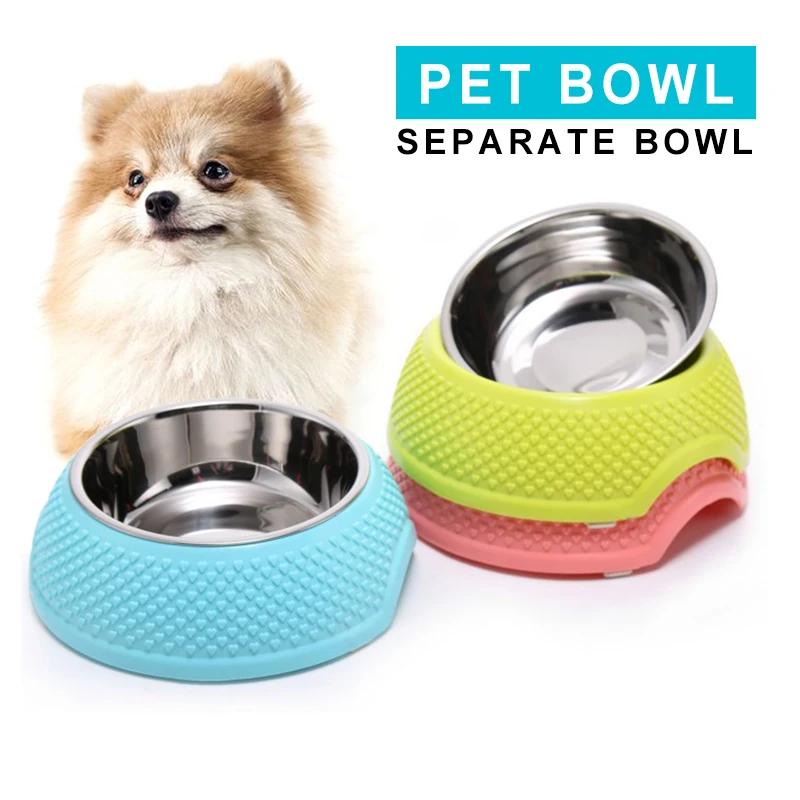 Stainless Steel Combo Dog Bowl Pet Feeder Tableware Cat Water Bottle For Small Dogs Heart Pattern Plastic Puppy Water Feeder