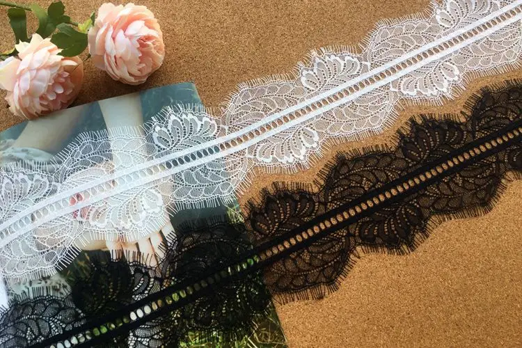 Soft Off Nylon Eyelash Lace Fabric, Trim Wedding Dress, DIY Decorative, High Quality, 10cm Width, 3 m per Lot