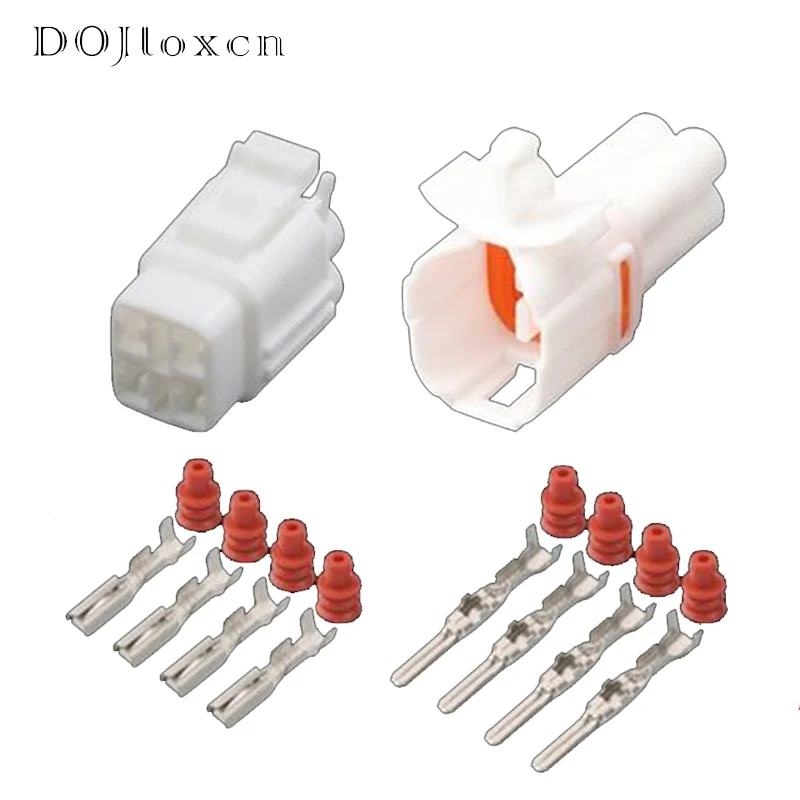 1/5/10/20/50/Sets 4 Pin Waterproof Male Female Auto Electrical Connector Plugs Sealed Automobile White Wiring  Sockets 6188-0217