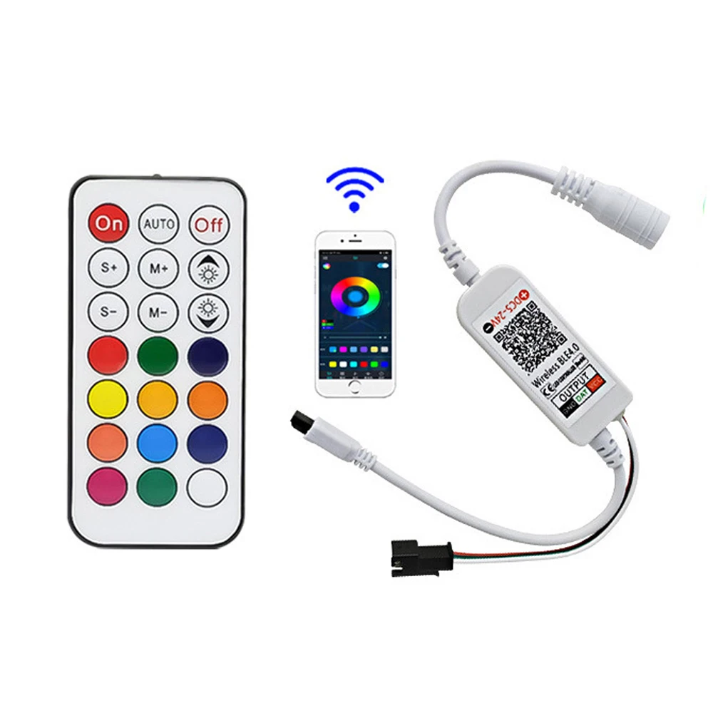 WS2811 Bluetooth-compatible music LED Controller DC5-24V 21key IR Remote Controller For WS2812B WS2811 Pixels LED Strip Light