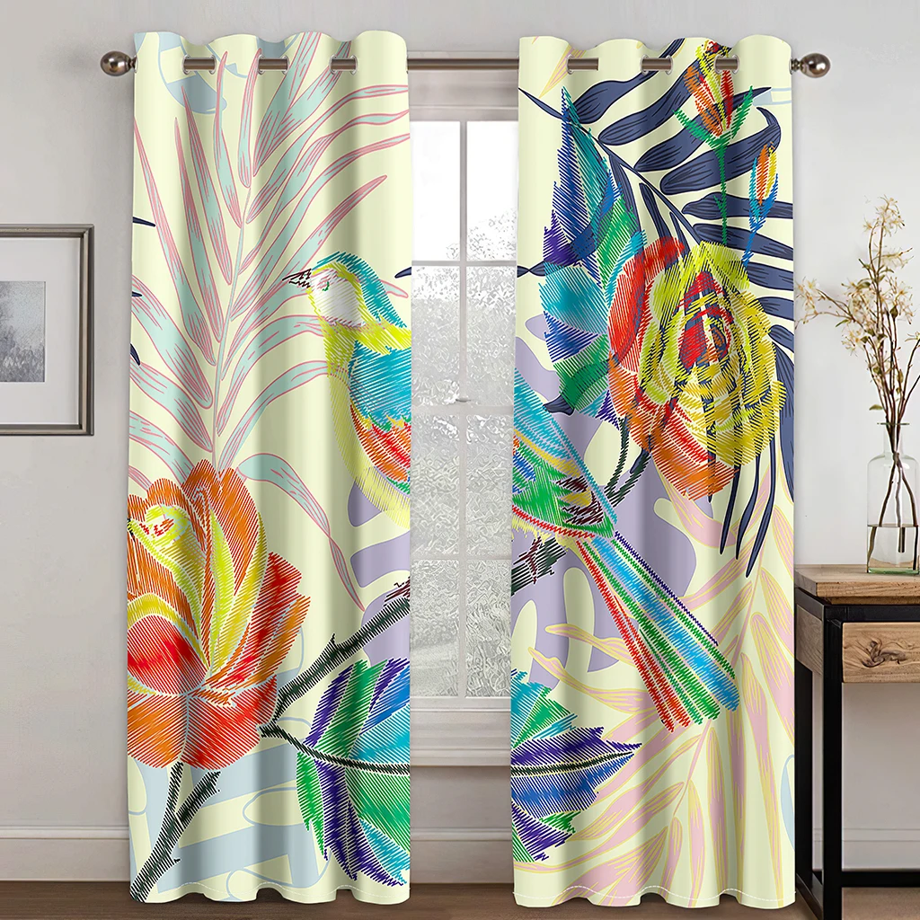 Floral Printed Flower Curtains for Living Room Window Drapes Bedroom Blackout Curtains Tende Cortinas カーテン Cortinas Para La Sala